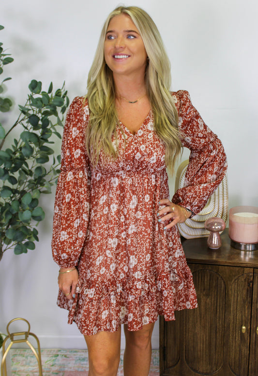 Brown Floral Dress RTS